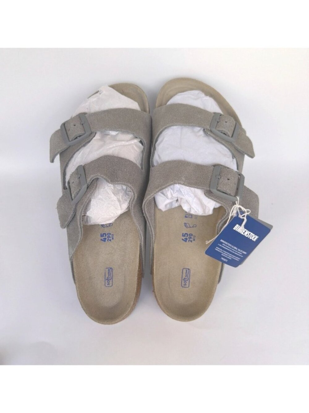 Birkenstock Arizona Suede Unisex Sandals Stone Coin Gray Men Size 45 - Picture 4 of 10
